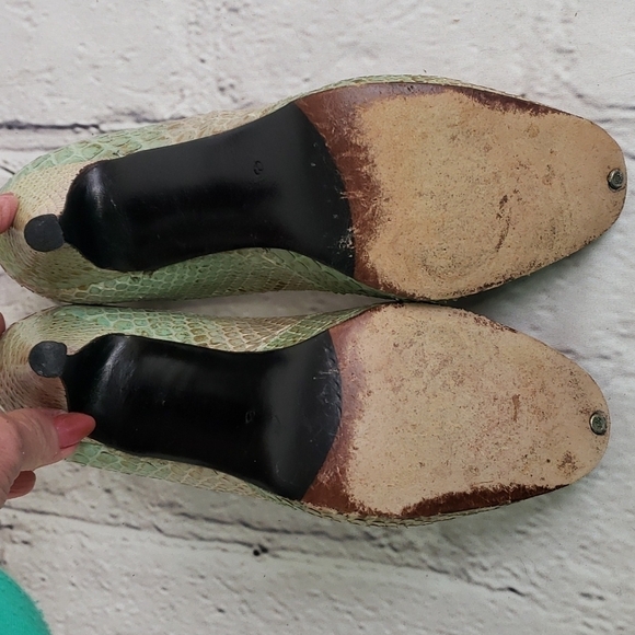 STUART Weitzman For Mr Seymour Snake Skin Peeptoe Heels 8.5 Multicolor in Box EU - Picture 5 of 16